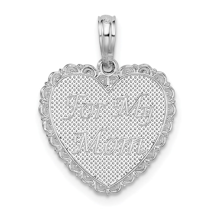 Million Charms 925 Sterling Silver Charm Pendant, Small For My Mom, Thanks For Everything On Scalloped Heart