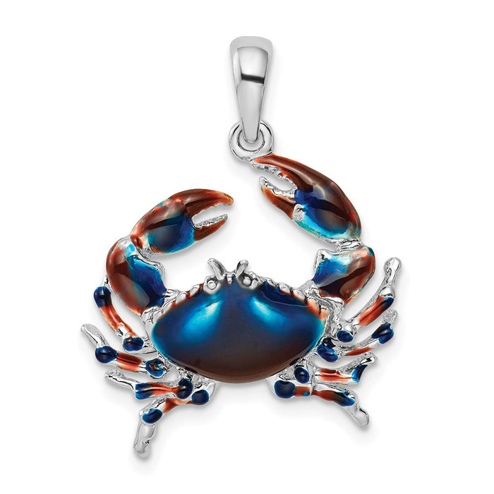 Million Charms 925 Sterling Silver Charm Pendant, Stone Crab with Blue Enamel 2-D