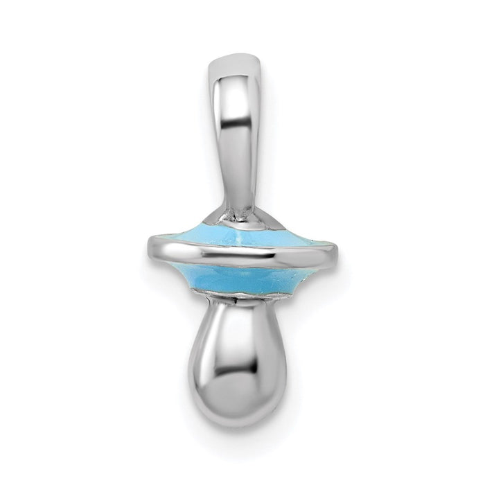 Million Charms 925 Sterling Silver Charm Pendant, 3-D Pacifier with Light Blue Enamel
