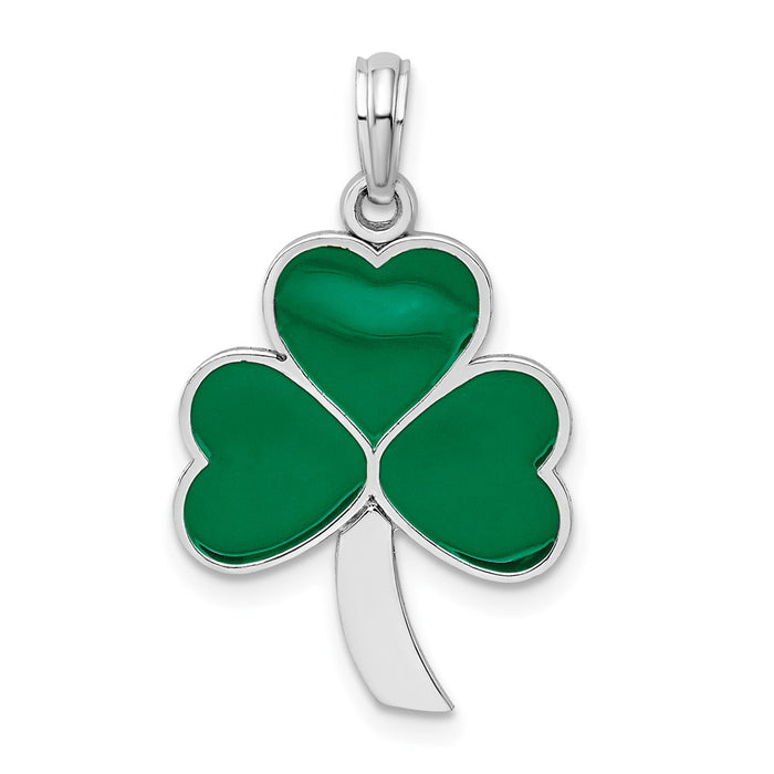 Million Charms 925 Sterling Silver Charm Pendant, Shamrock Clover Pendant With Green Enamel