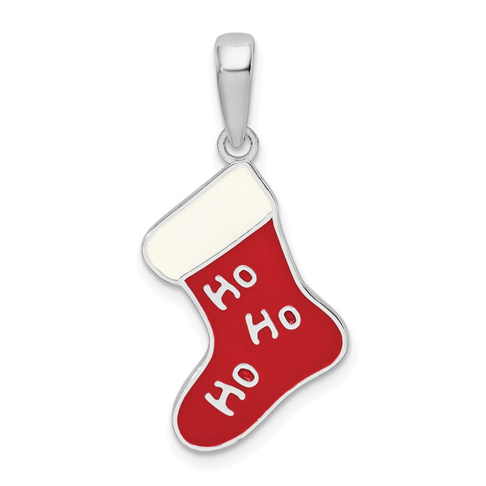 Million Charms 925 Sterling Silver Charm Pendant, Ho Ho Ho, Christmas Stocking, 2-D