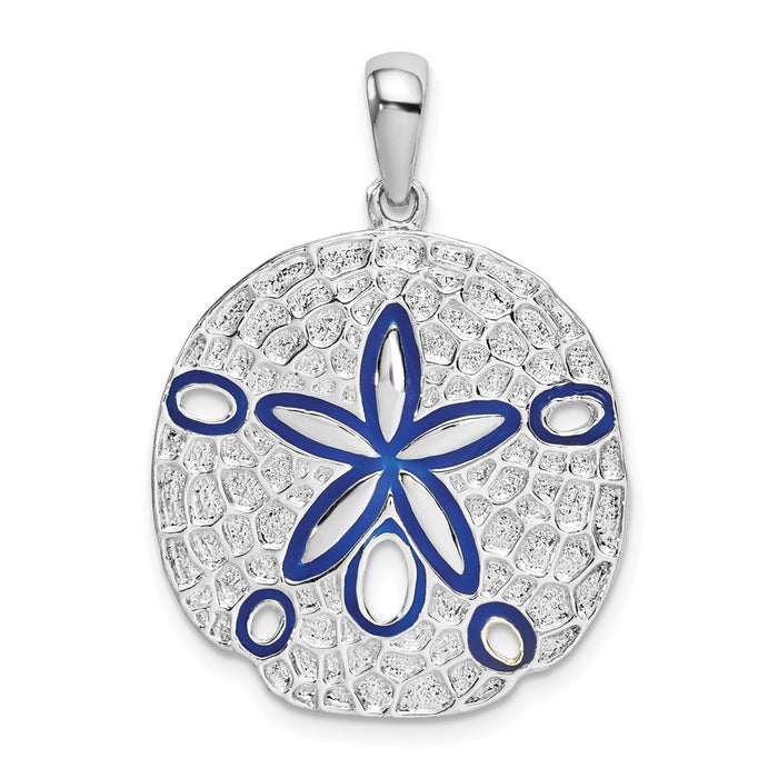 Million Charms 925 Sterling Silver Charm Pendant, Sand Dollar with  Blue Enamel Accent
