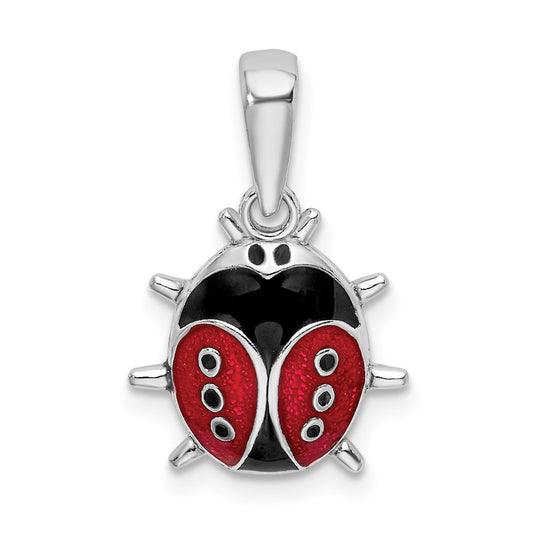 Million Charms 925 Sterling Silver Charm Pendant, Small 3-D Enamel Ladybug Pendant