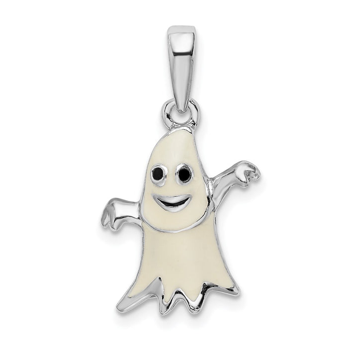 Million Charms 925 Sterling Silver Charm Pendant, 3-D Ghost with Enamel