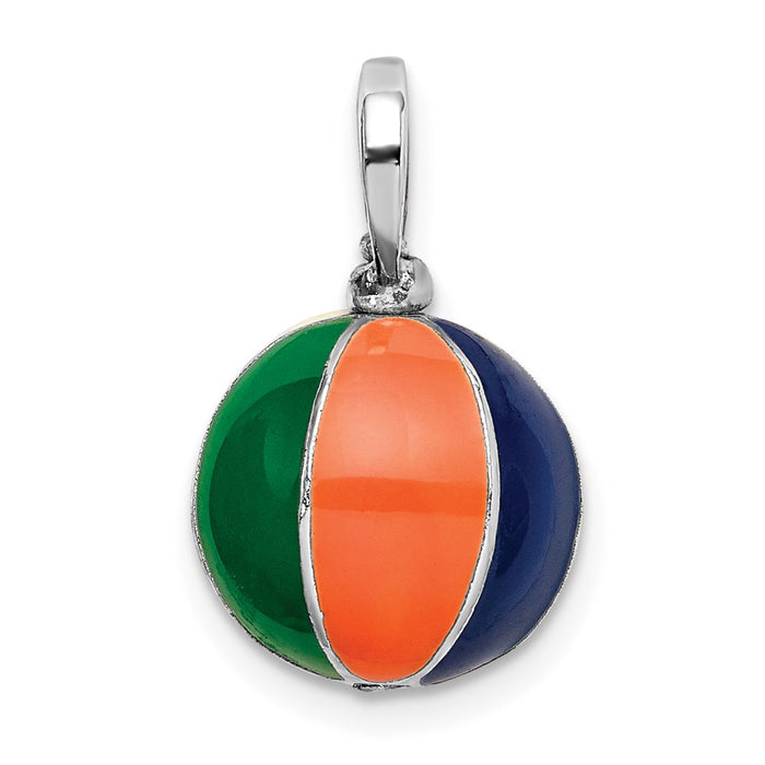 Million Charms 925 Sterling Silver Charm Pendant, 3-D Enamel Beach Ball