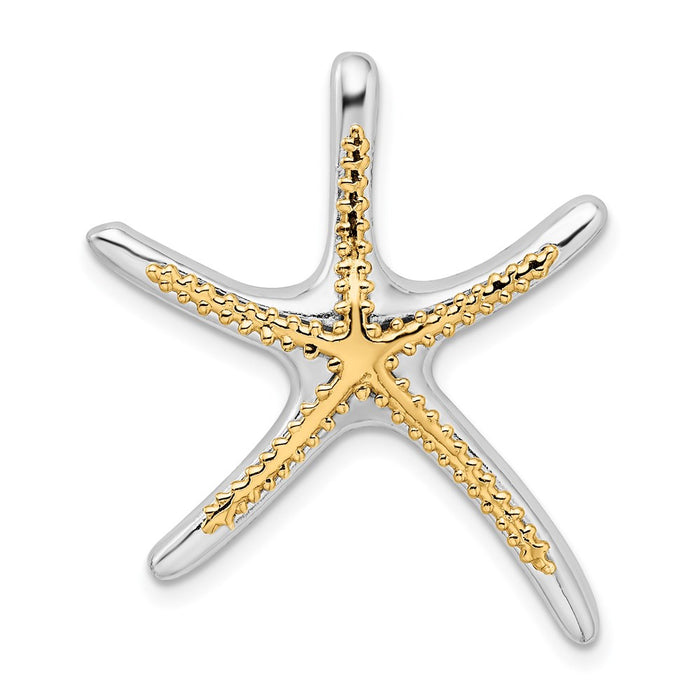 Million Charms 925 Sterling Silver Sea Life Nautical Charm Pendant, Dancing Starfish with 14K Center Hidden Bail
