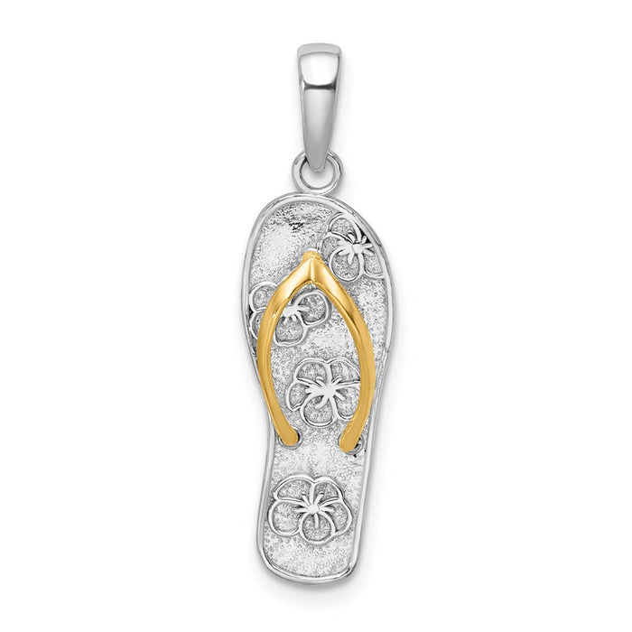 Million Charms 925 Sterling Silver Charm Pendant, Flower Flip-Flop with 14K Straps