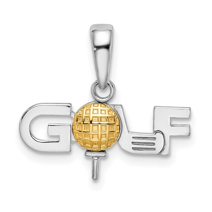 Million Charms 925 Sterling Silver Sports Charm Pendant, Small Golf Tee with 14K Ball, 2-D & Textured