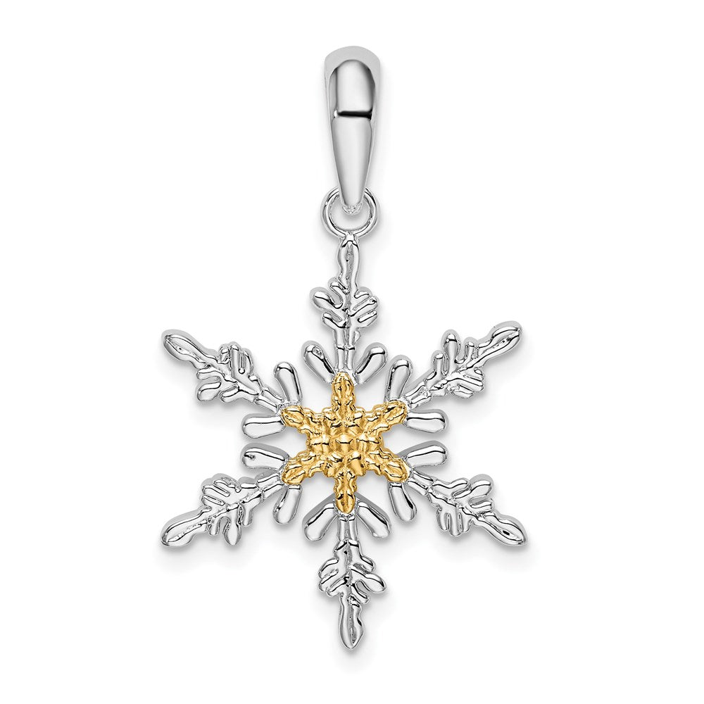 Million Charms 925 Sterling Silver Charm Pendant, 14K Thin Snowflake