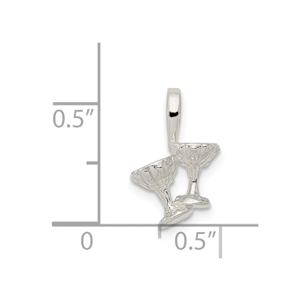 Million Charms 925 Sterling Silver Champagne Glasses Charm