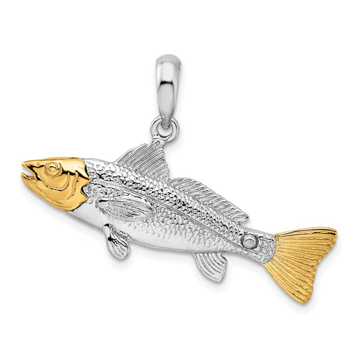 Million Charms 925 Sterling Silver Sea Life Nautical Charm Pendant, 14K Red Fish 2-D