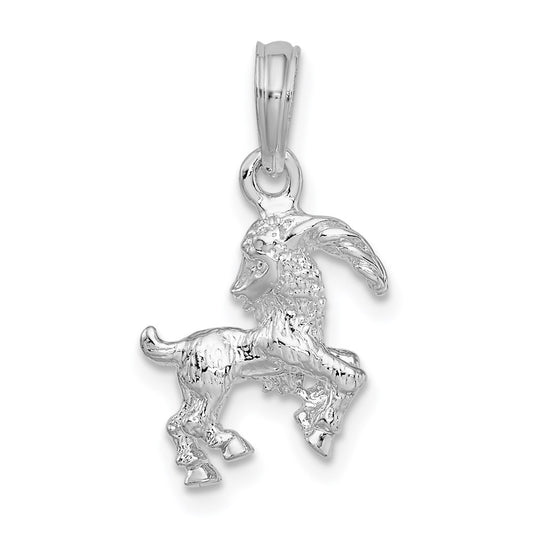 Million Charms 925 Sterling Silver Charm Pendant, 3-D Capricorn Zodiac Sign