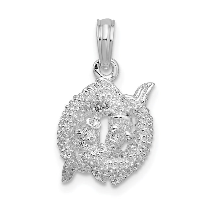 Million Charms 925 Sterling Silver Charm Pendant, 3-D Pisces Zodiac Sign