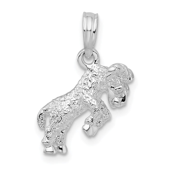 Million Charms 925 Sterling Silver Charm Pendant, 3-D Aries Zodiac Sign