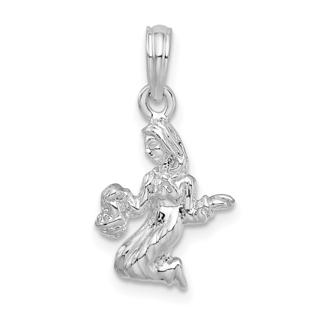 Million Charms 925 Sterling Silver Charm Pendant, 3-D Virgo Zodiac Sign