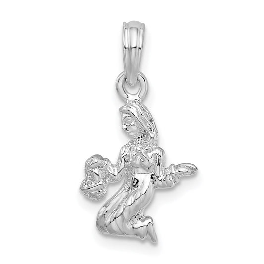 Million Charms 925 Sterling Silver Charm Pendant, 3-D Virgo Zodiac Sign
