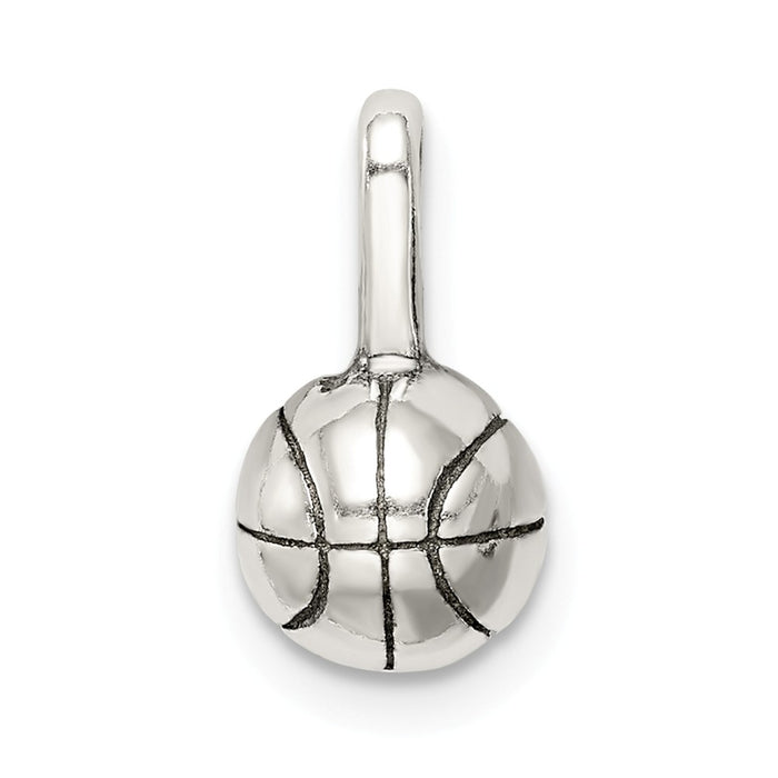 Million Charms 925 Sterling Silver Antiqued Sports Basketball Charm