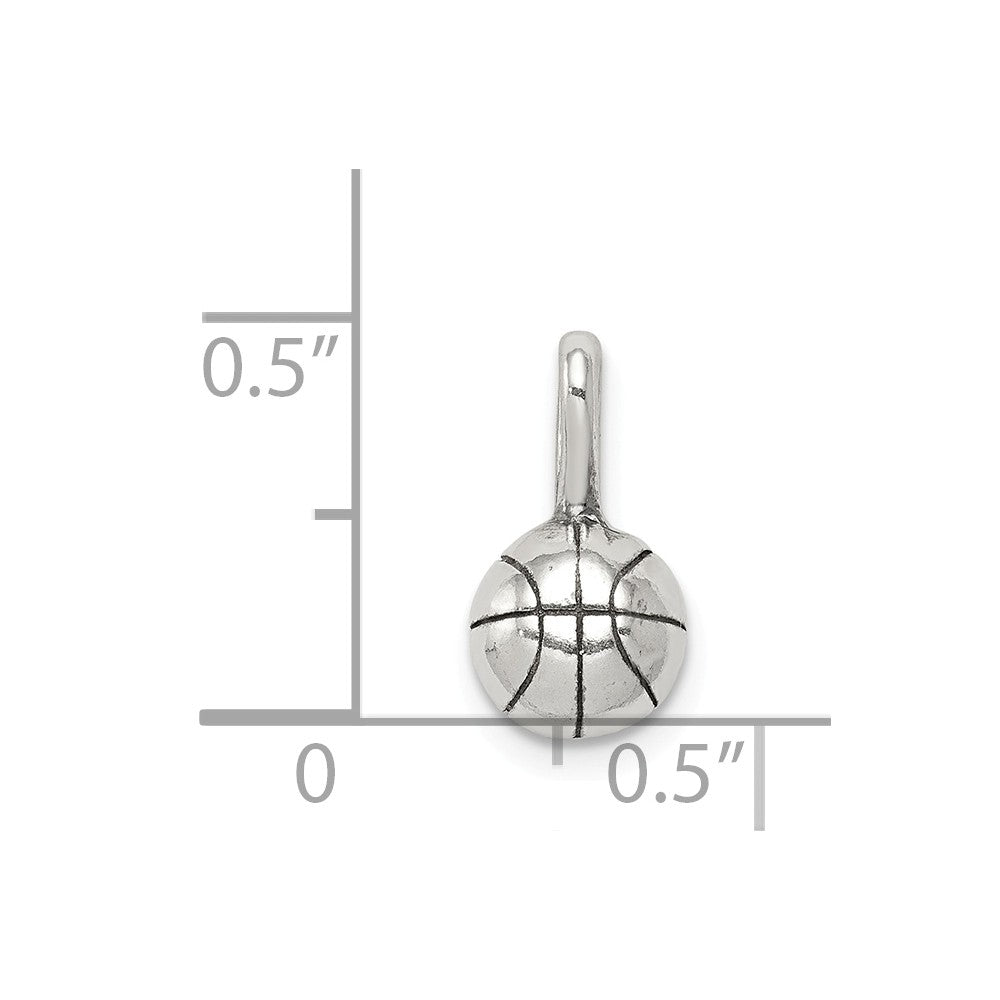 Million Charms 925 Sterling Silver Antiqued Sports Basketball Charm
