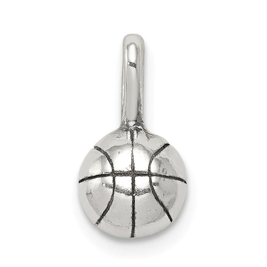 Million Charms 925 Sterling Silver Antiqued Sports Basketball Charm