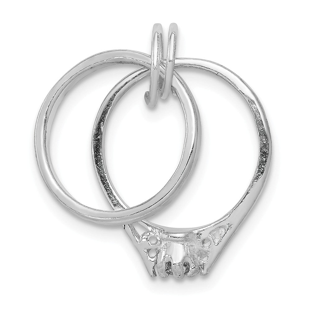 Million Charms 925 Sterling Silver Rhodium-Plated Wedding Ring Set Charm