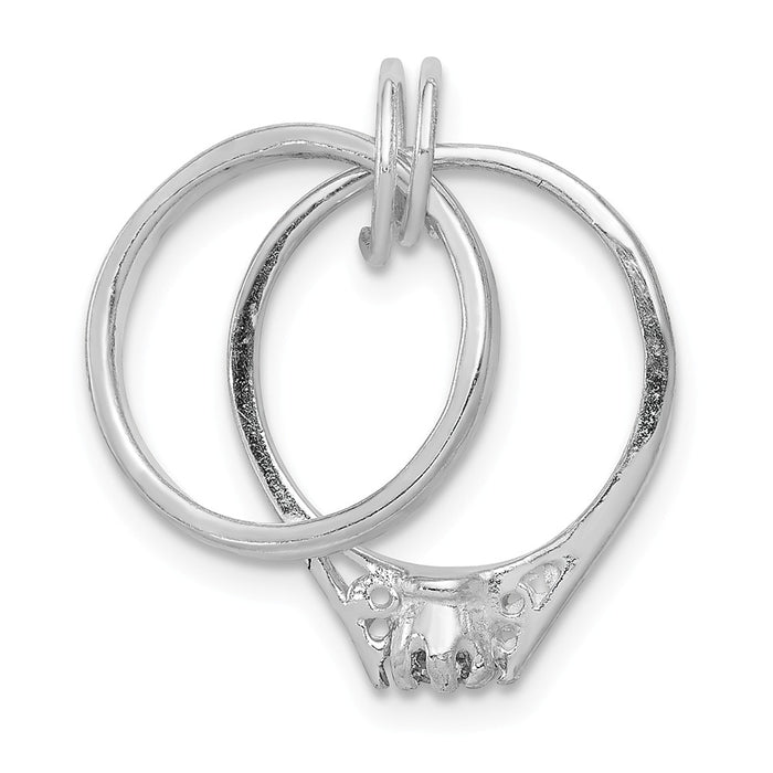Million Charms 925 Sterling Silver Rhodium-Plated Wedding Ring Set Charm