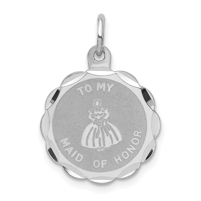 Million Charms 925 Sterling Silver Rhodium-Plated To My Maid Of Honor Disc Charm