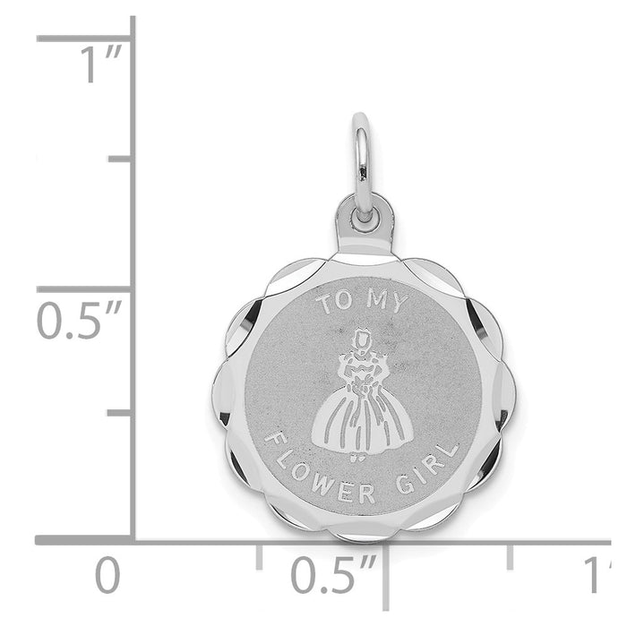 Million Charms 925 Sterling Silver Rhodium-Plated To My Flower Girl Disc Charm