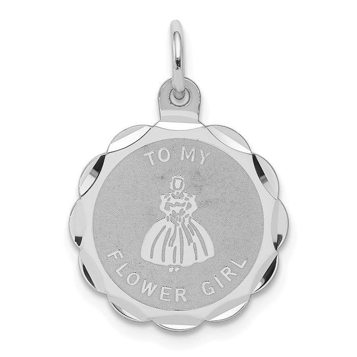 Million Charms 925 Sterling Silver Rhodium-Plated To My Flower Girl Disc Charm