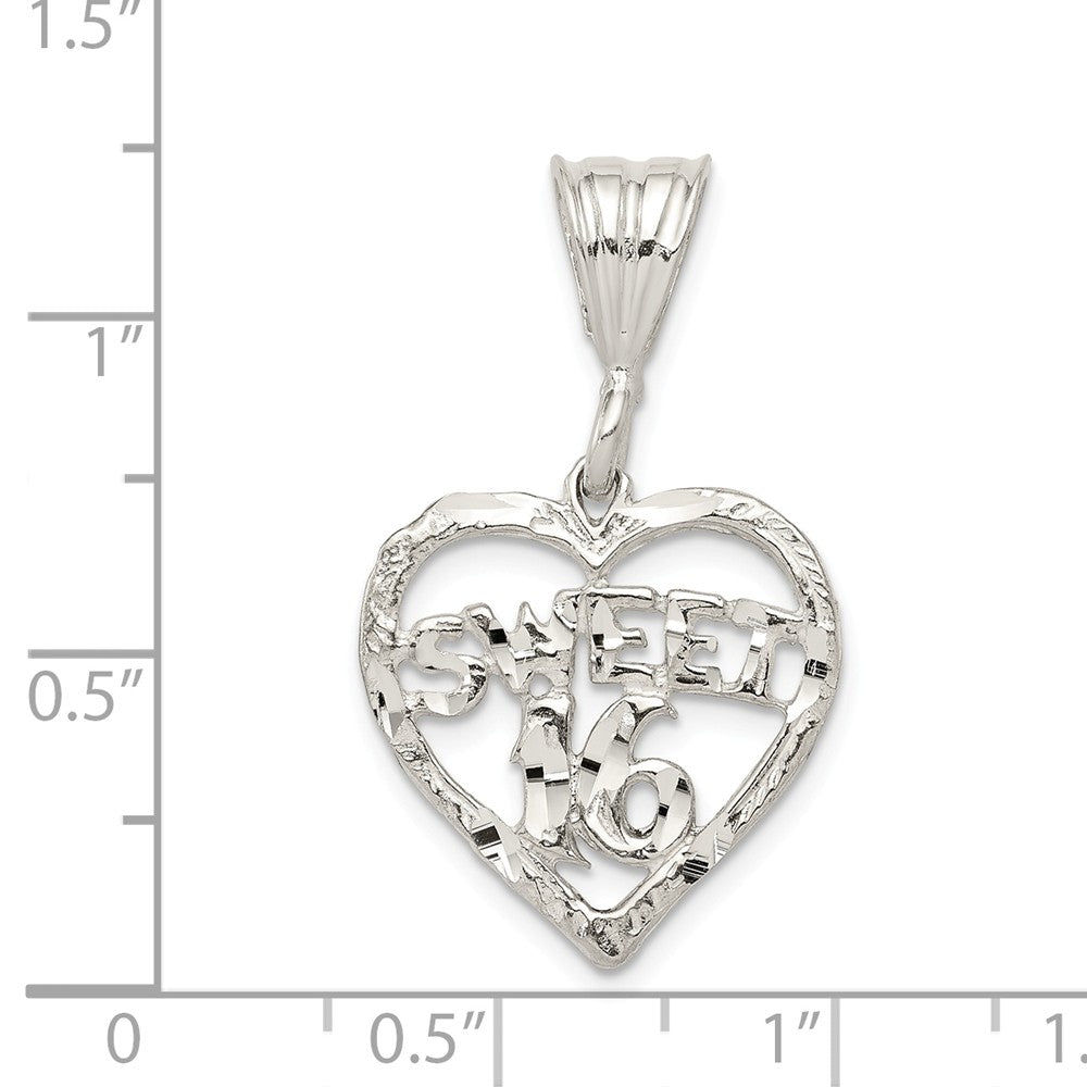 Million Charms 925 Sterling Silver Heart Sweet 16 Birthday Charm