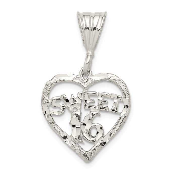 Million Charms 925 Sterling Silver Heart Sweet 16 Birthday Charm