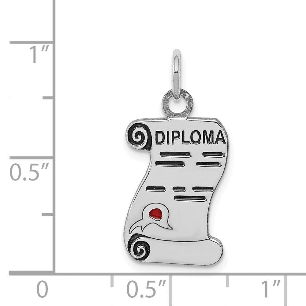 Million Charms 925 Sterling Silver Rhodium-Plated Diploma Polished Charm