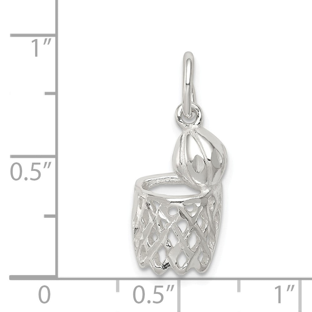 Million Charms 925 Sterling Silver Sports Basketball Hoop Charm