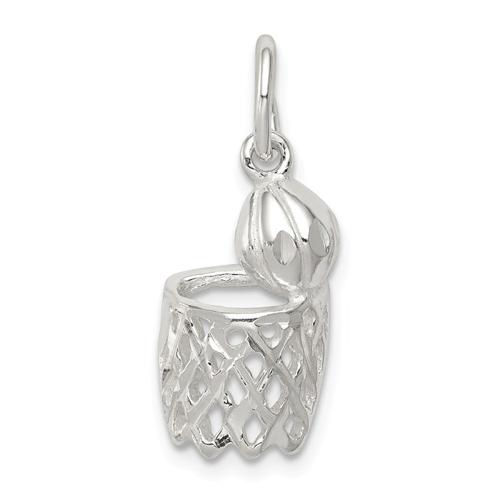 Million Charms 925 Sterling Silver Sports Basketball Hoop Charm