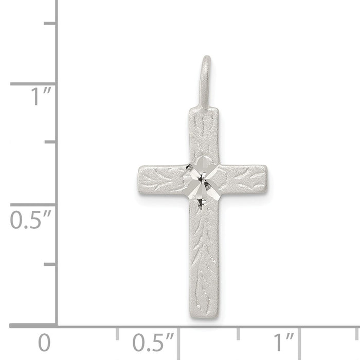 Million Charms 925 Sterling Silver Diamond-Cut Relgious Cross Pendant