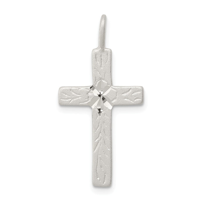 Million Charms 925 Sterling Silver Diamond-Cut Relgious Cross Pendant