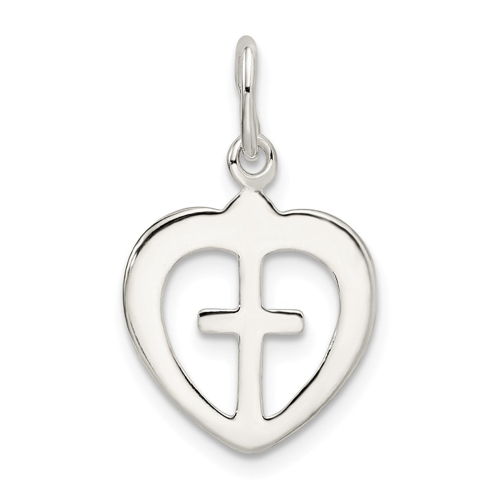 Million Charms 925 Sterling Silver Relgious Cross Heart Charm