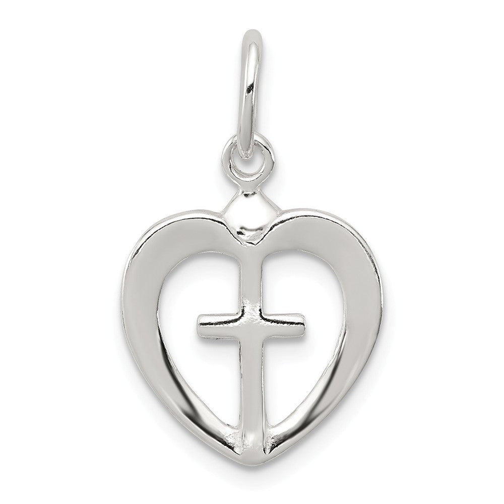 Million Charms 925 Sterling Silver Relgious Cross Heart Charm