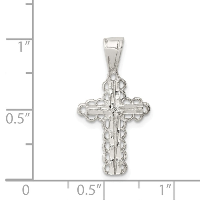 Million Charms 925 Sterling Silver Budded Relgious Cross Pendant