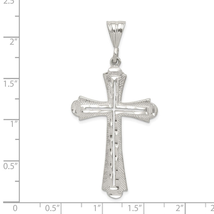 Million Charms 925 Sterling Silver Diamond-Cut Relgious Cross Pendant