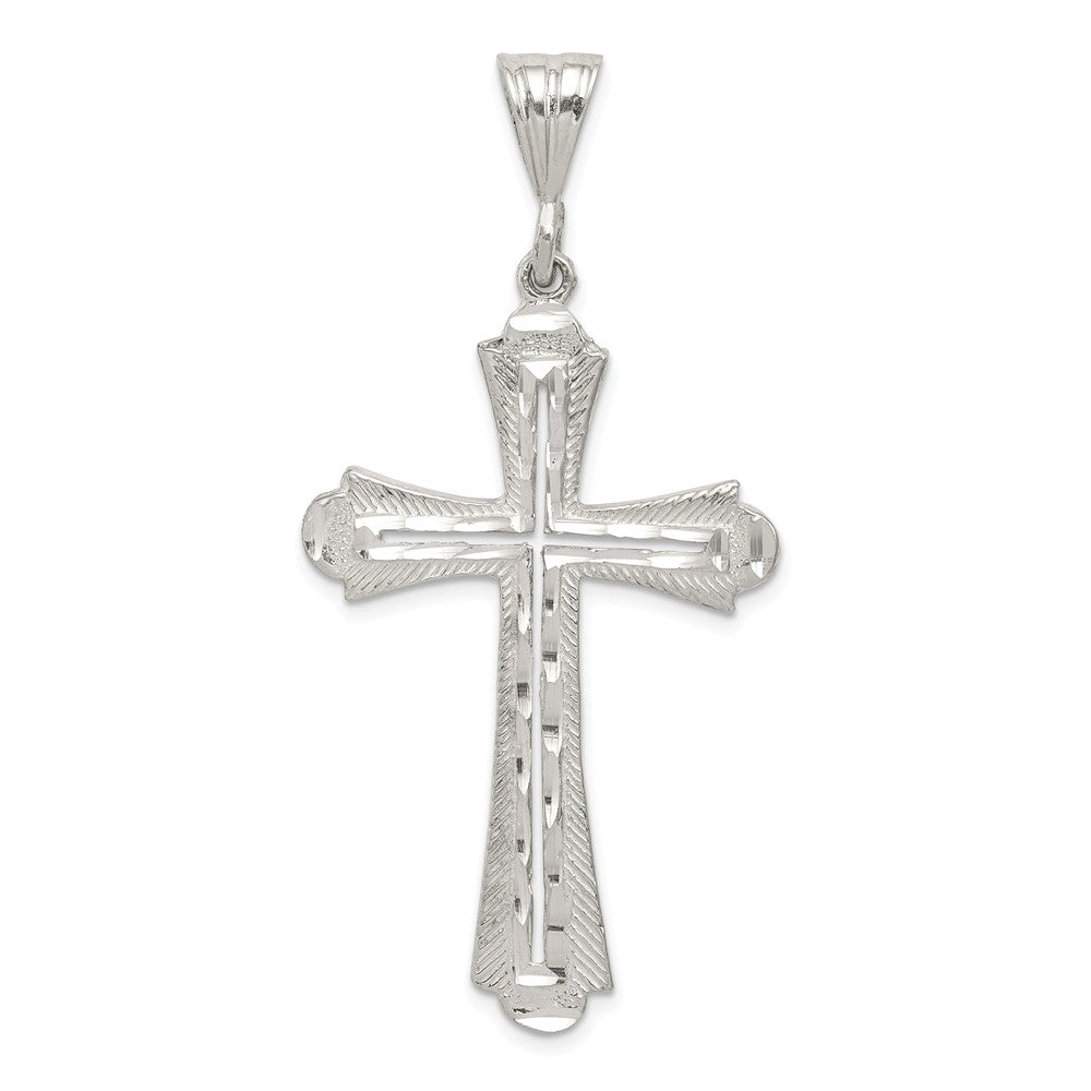 Million Charms 925 Sterling Silver Diamond-Cut Relgious Cross Pendant