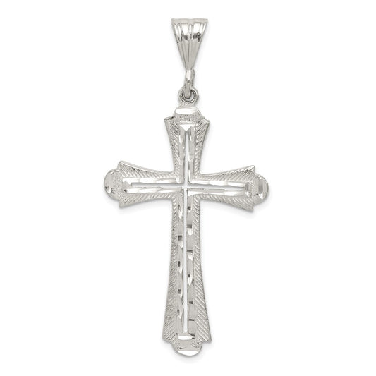 Million Charms 925 Sterling Silver Diamond-Cut Relgious Cross Pendant