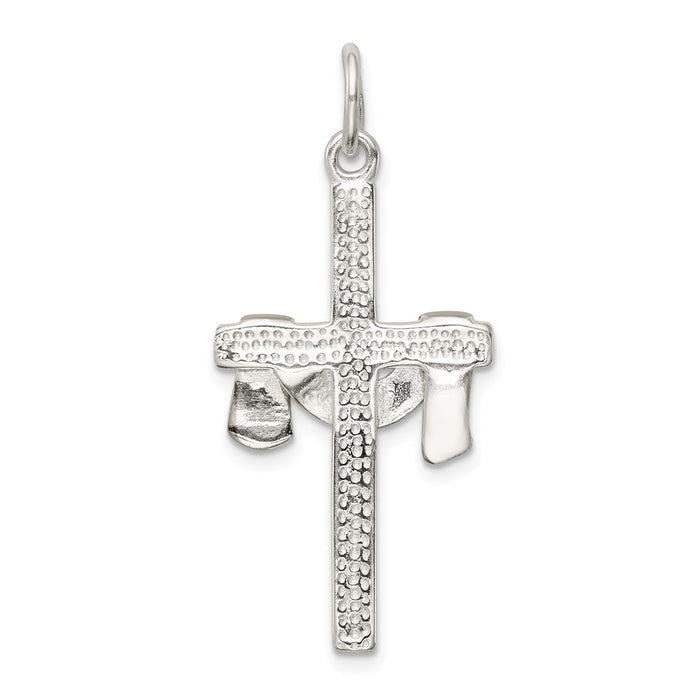 Million Charms 925 Sterling Silver & Vermeil Draped Relgious Cross Pendant