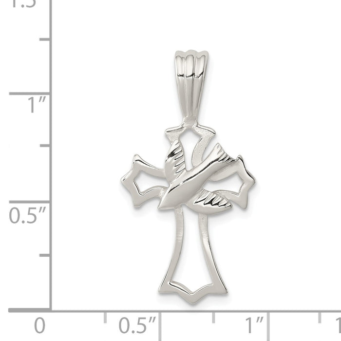 Million Charms 925 Sterling Silver Dove Relgious Cross Pendant