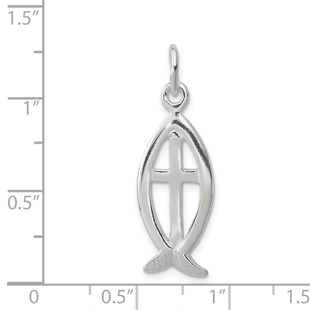 Million Charms 925 Sterling Silver Ichthus Fish Relgious Cross Charm