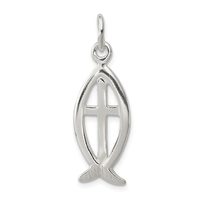Million Charms 925 Sterling Silver Ichthus Fish Relgious Cross Charm