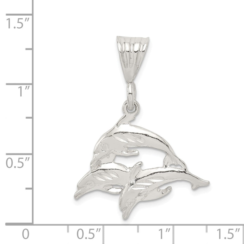 Million Charms 925 Sterling Silver Trio Of Dolphins Pendant
