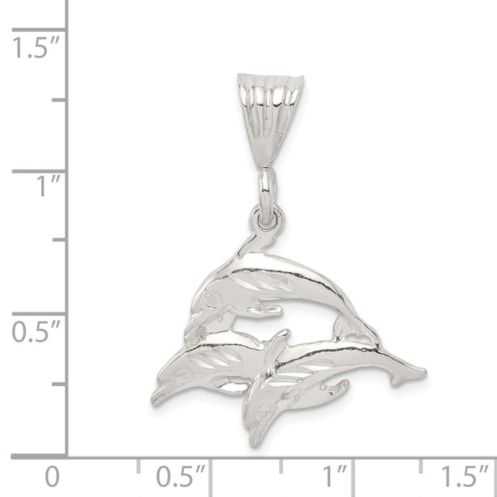 Million Charms 925 Sterling Silver Trio Of Dolphins Pendant