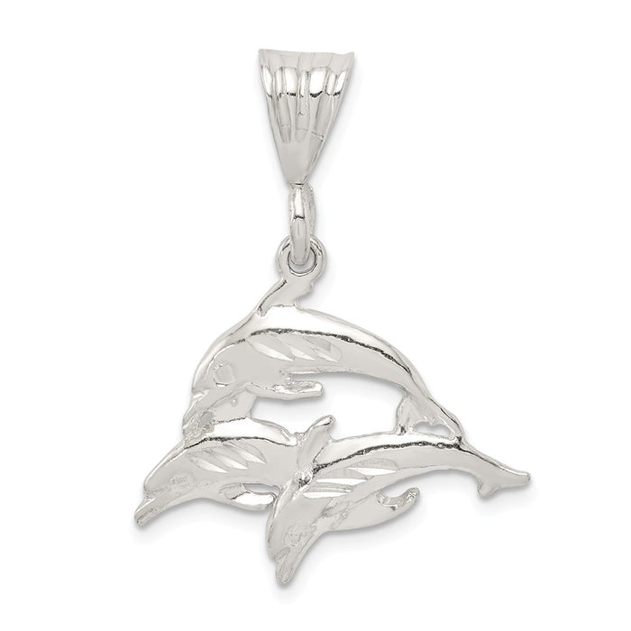 Million Charms 925 Sterling Silver Trio Of Dolphins Pendant
