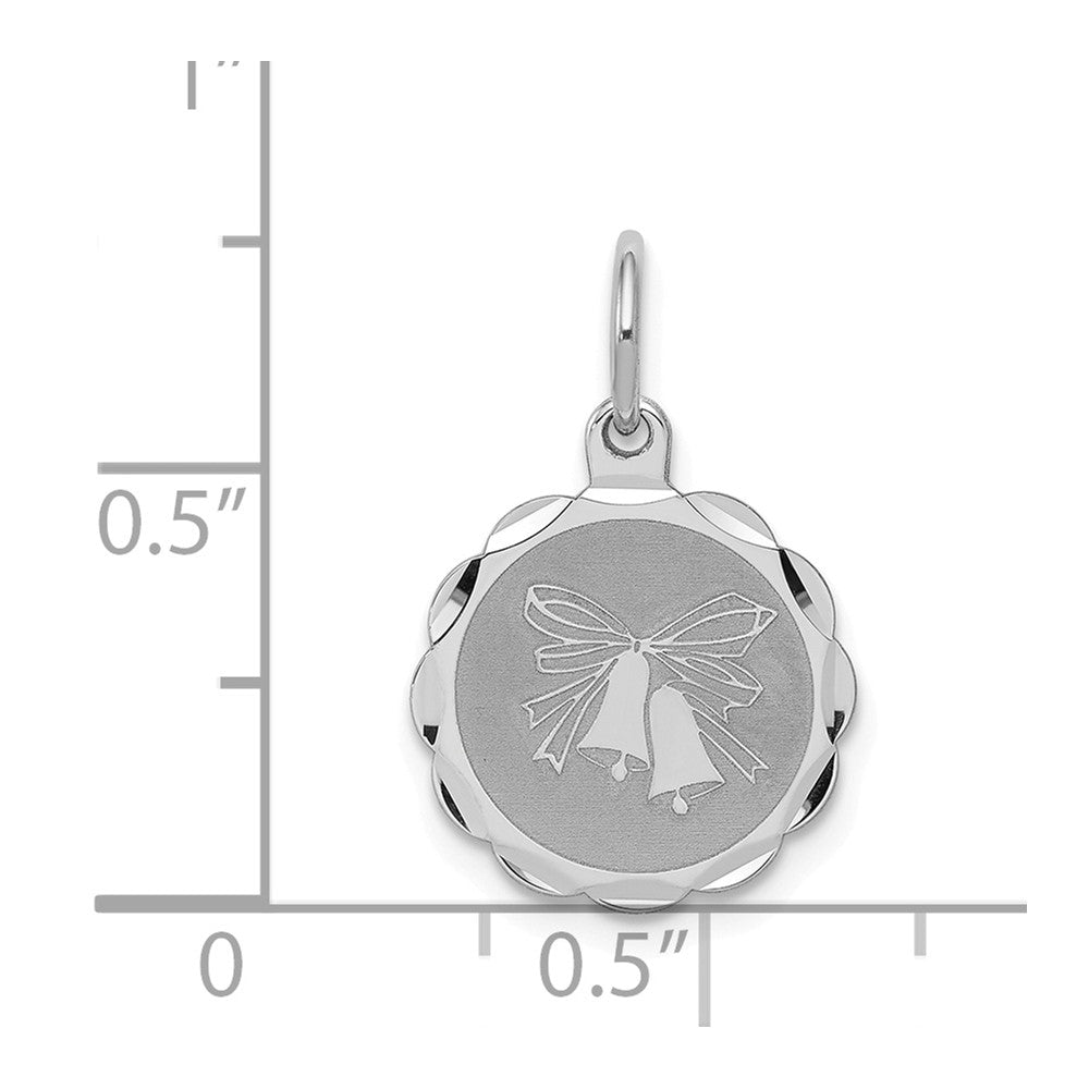 Million Charms 925 Sterling Silver Rhodium-Plated Wedding Bells Disc Charm