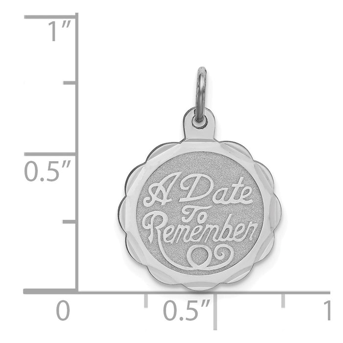 Million Charms 925 Sterling Silver Rhodium-Plated A Date To Remember Disc Charm